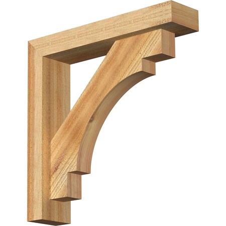 Ekena Millwork Merced Block Rough Sawn Bracket w/ Offset Brace, Western Red Cedar, 4"W x 18"D x 18"H BKT0402X18X18MRC05RWR